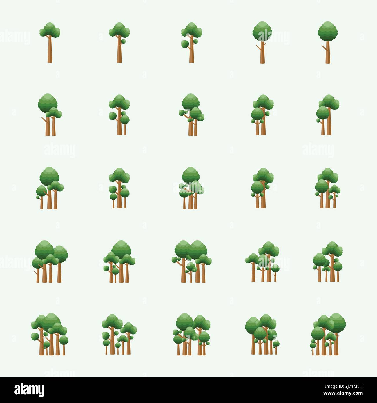 Little Forest realistischer Baum Sammlung von verschiedenen Arten von Pflanzen Stock Vektor