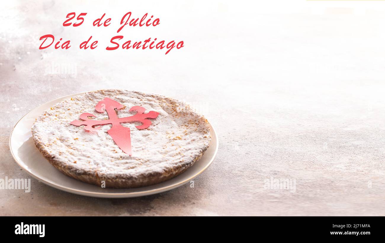 Tarta de Santiago (St. Jakobskuchen) berühmte spanische Mandelkuchen ...