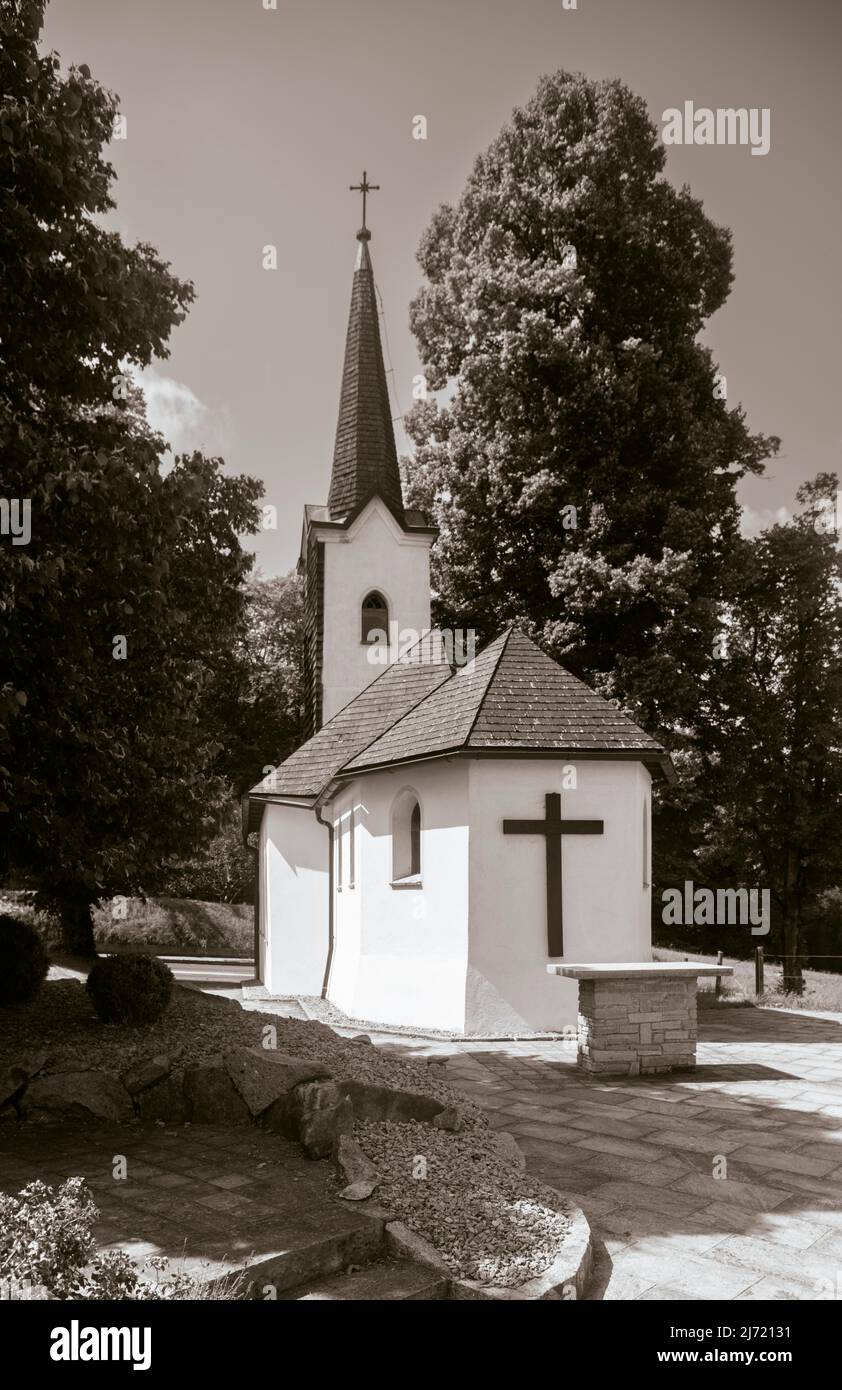 Sepiafarben, Kronberg Kapelle am Kronberg, Gemeinde Strass, Salzkammergut, Oberoesterreich, Oesterreich Stockfoto