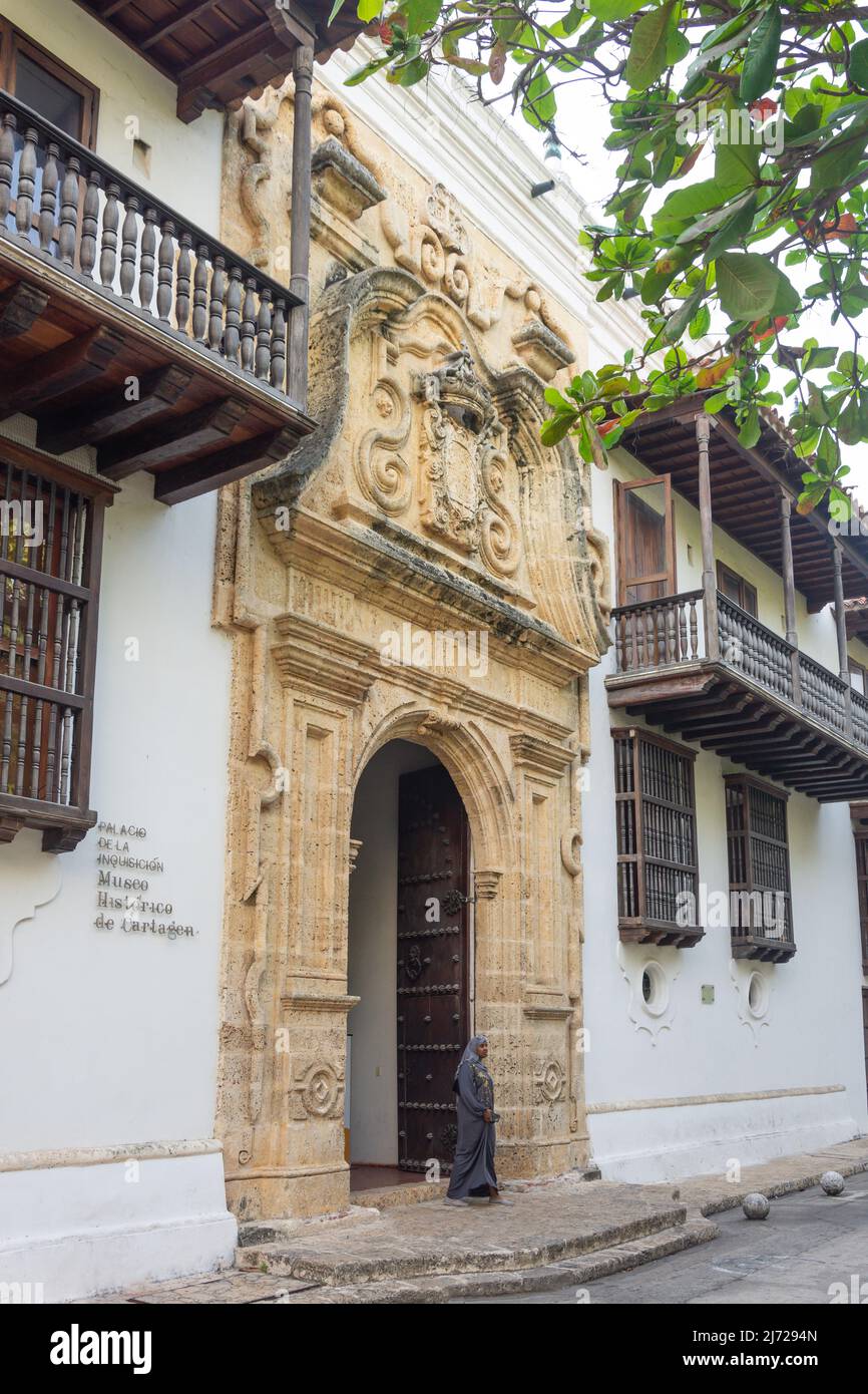 Museo Histórico de Cartagena Casa de la Inquisición (Palast der Inquisition Cartagena Historisches Museum), Plaza de Bolivar Carrera, Altstadt, Carta Stockfoto