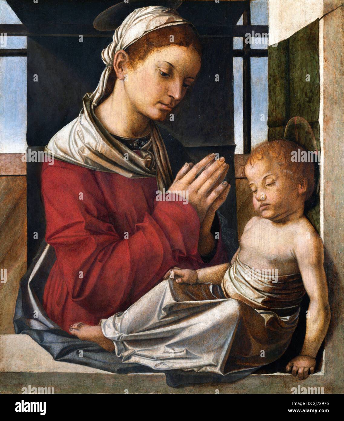 Die Jungfrau und das Kind von Bartolomeo Montagna (c.1450-1523), Öl auf Leinwand aus Holz übertragen, c.. 1504-6 Stockfoto