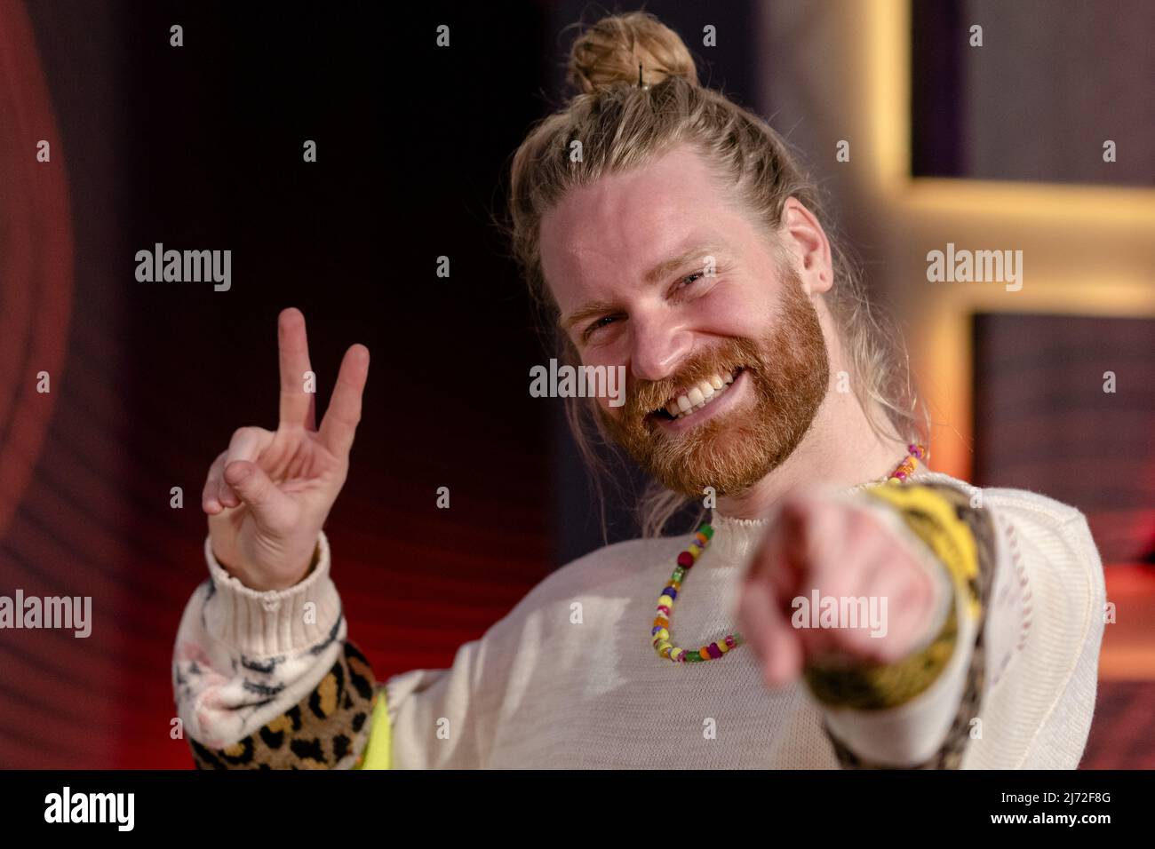 2022-05-05 19:46:52 TURIN - TikTok-Stern und Sänger Sam Ryder spricht zur Presse über die Teilnahme am Eurovision Song Contest im Namen des Vereinigten Königreichs. ANP SANDER KING niederlande Out - belgien Out Stockfoto
