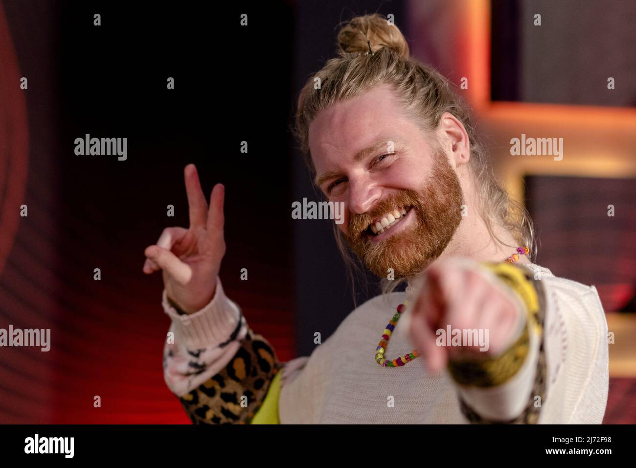 2022-05-05 19:46:52 TURIN - TikTok-Stern und Sänger Sam Ryder spricht zur Presse über die Teilnahme am Eurovision Song Contest im Namen des Vereinigten Königreichs. ANP SANDER KING niederlande Out - belgien Out Stockfoto
