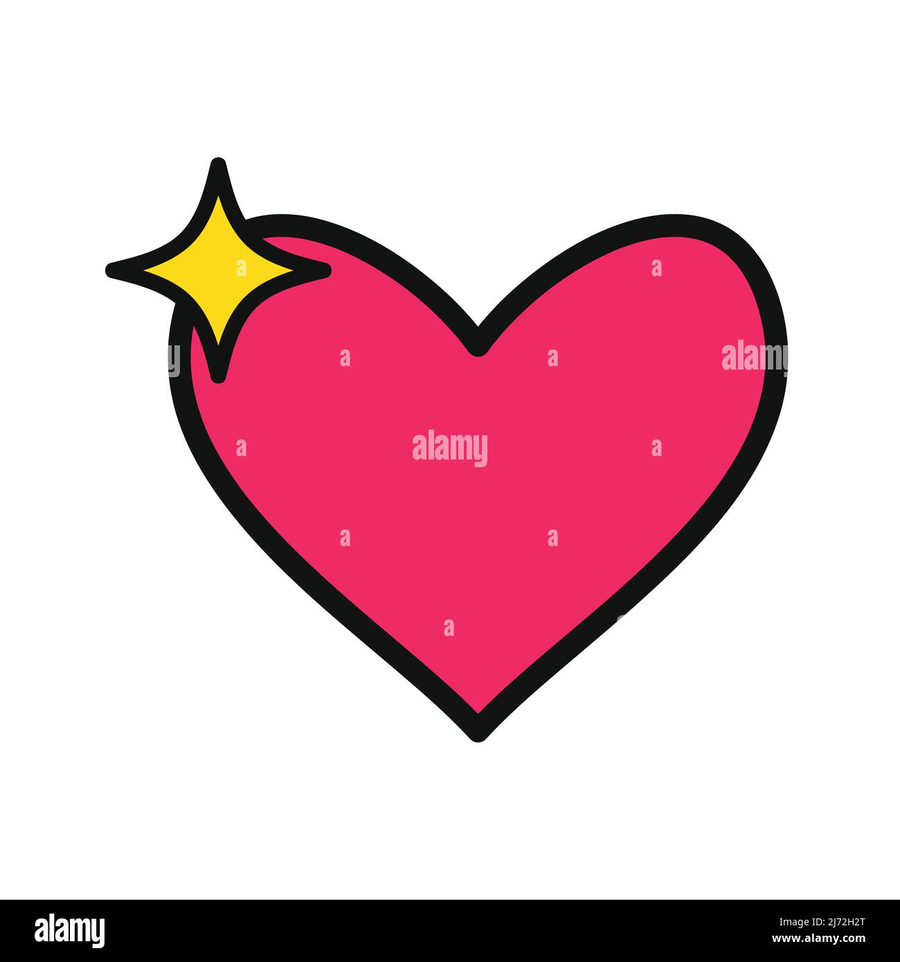 Rosafarbener Herzvektor auf weißem Hintergrund isoliert. Herz-Ikone in flachem Design. Doodle Heart. Stock Vektor