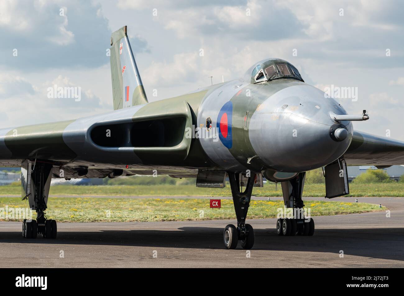 Der legendäre strategische Bomber von Avro Vulcan der Royal Air Force. Stockfoto