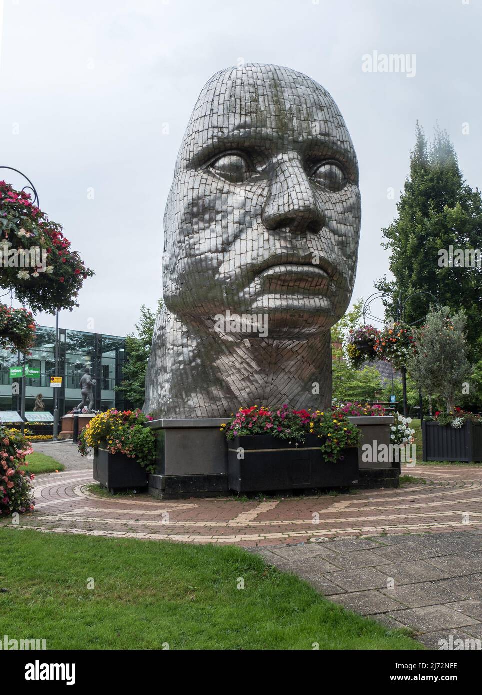 Gesicht der Wigan-Statue Stockfoto