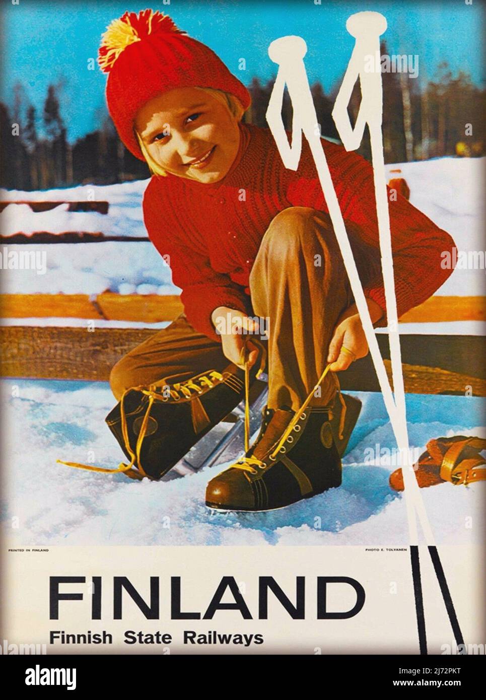 Vintage 1960s Travel Poster - Finnland Stockfoto