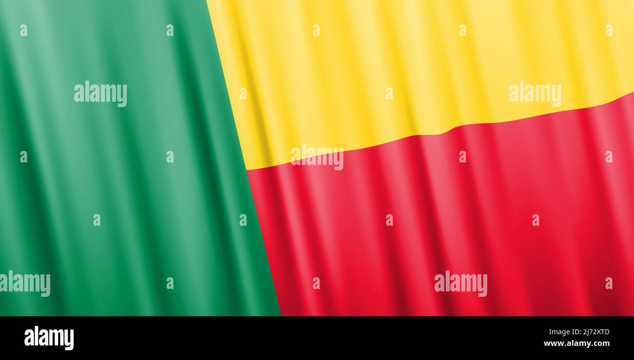 Gewellte Vektorflagge von Benin Stock Vektor