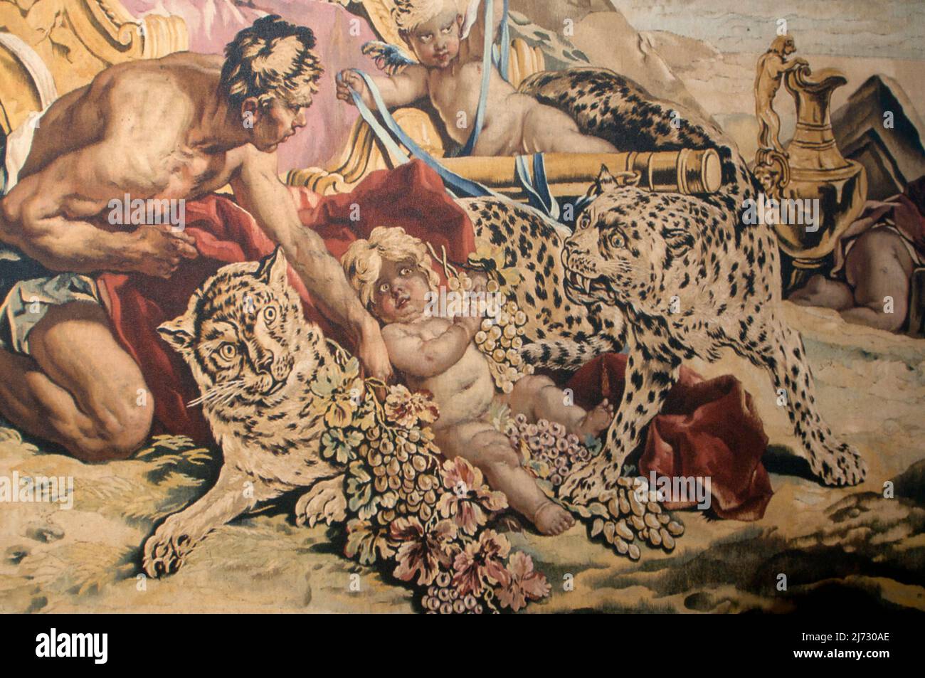 Detail eines Wandteppichs im königlichen Palast Colorno, Parma (Italien) Stockfoto