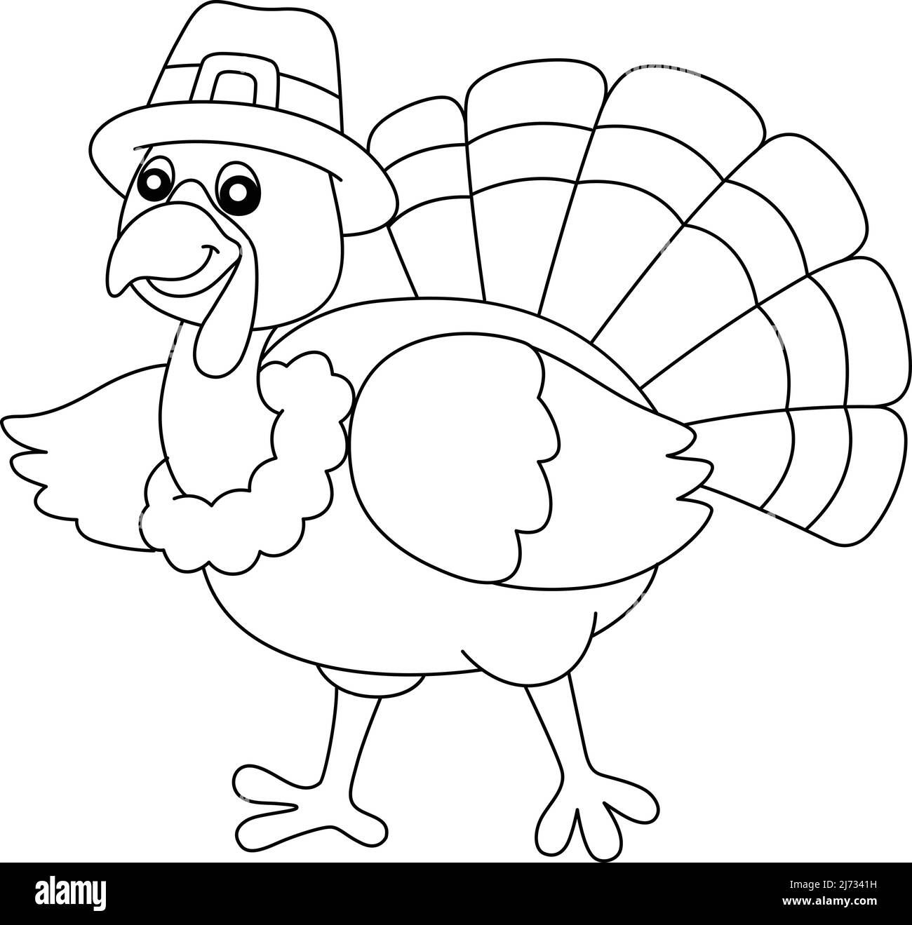 Thanksgiving Türkei Pilgrim Hat Isolated Coloring Stock Vektor