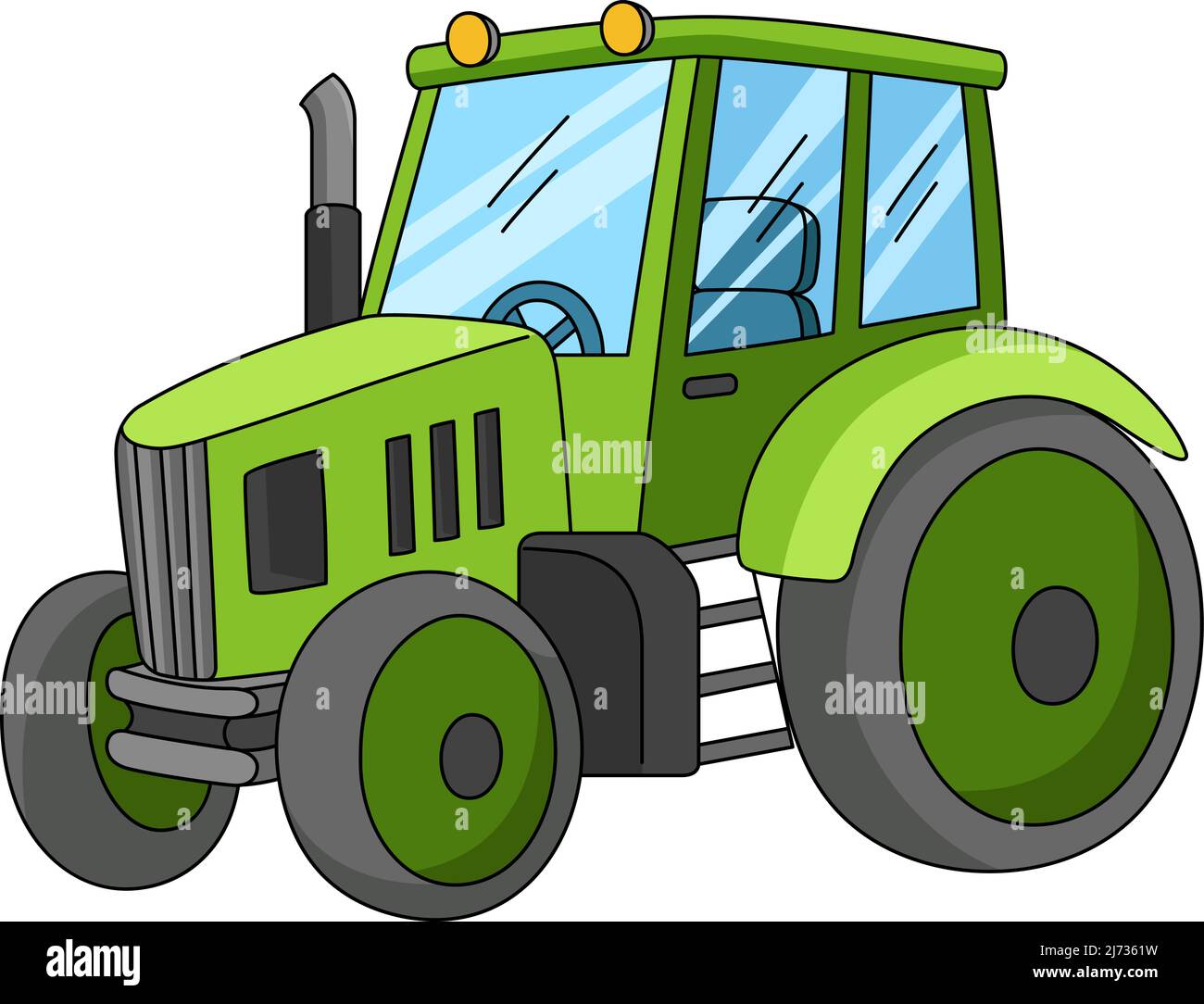 Farbige Cliparte-Illustration Des Traktors In Cartoon-Farben Stock Vektor