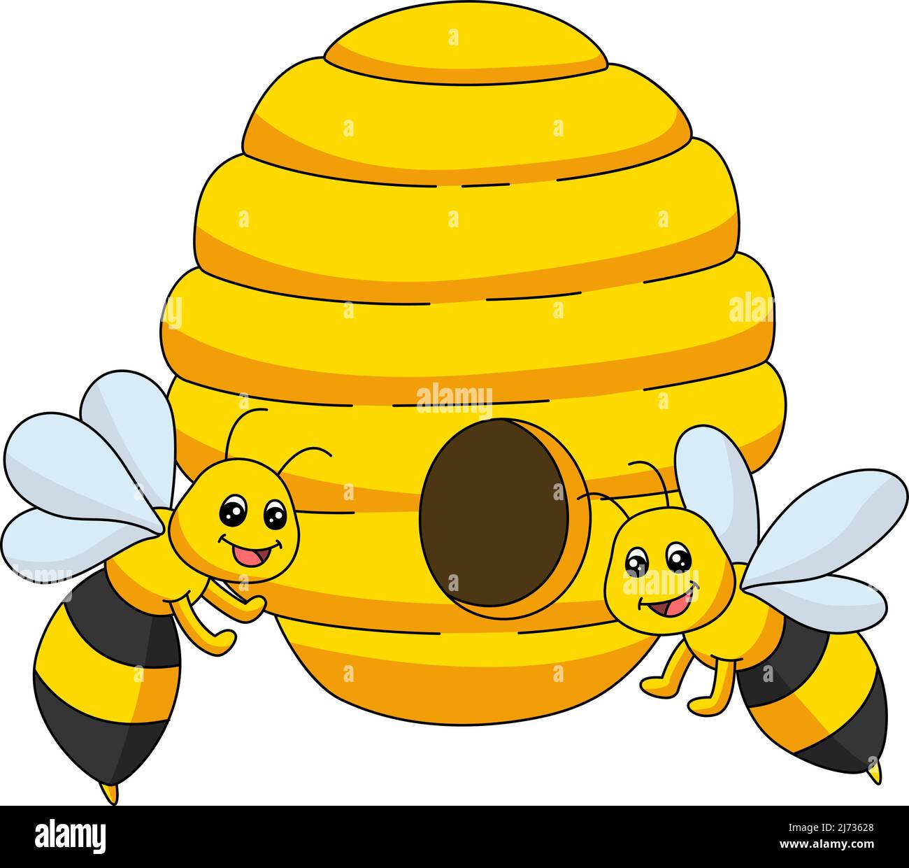 Bienen Cartoon Farbige Cliparte Illustration Stock Vektor