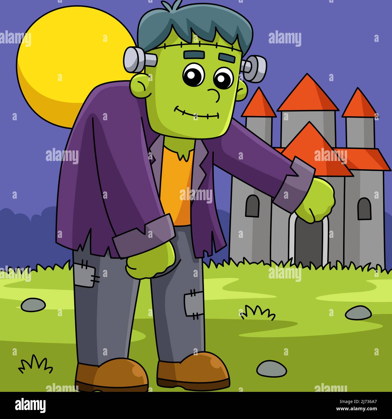 Frankenstein Auf Halloween Farbige Illustration Stock Vektor