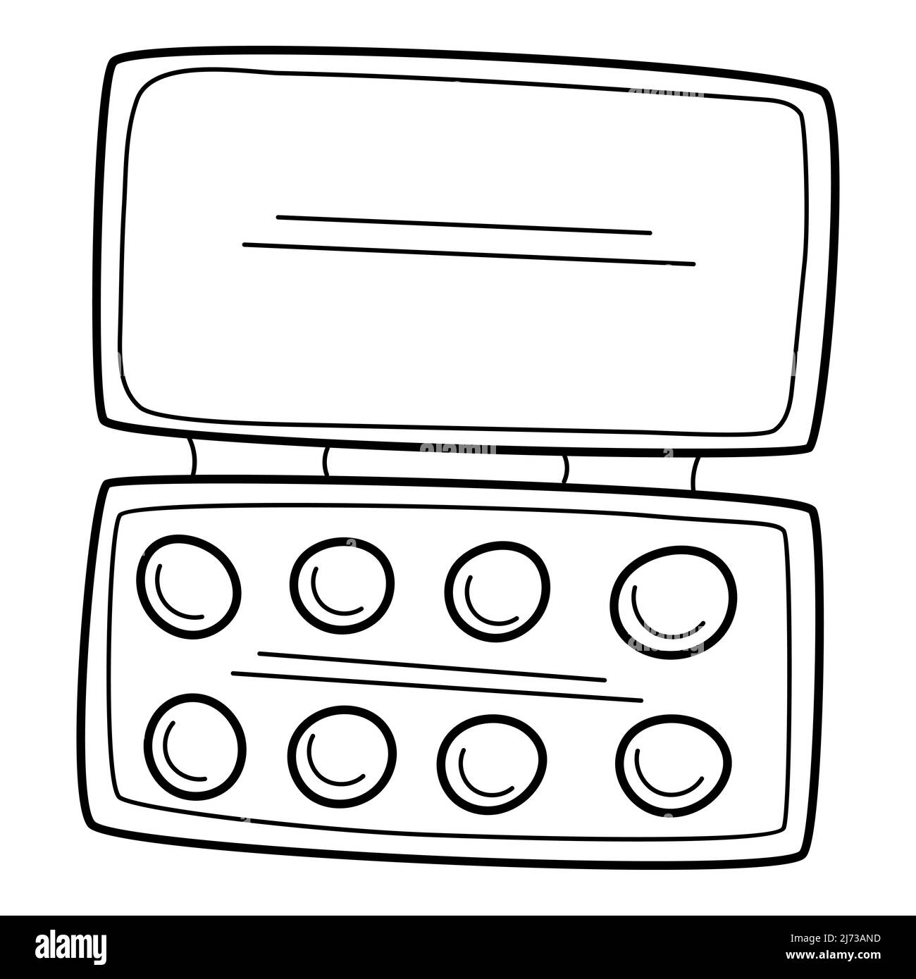 Eine Reihe von Aquarellfarben im Doodle-Stil. Handgezeichnete schwarz-weiße Vektorgrafik. Designelemente werden auf weißem Hintergrund isoliert. Stock Vektor