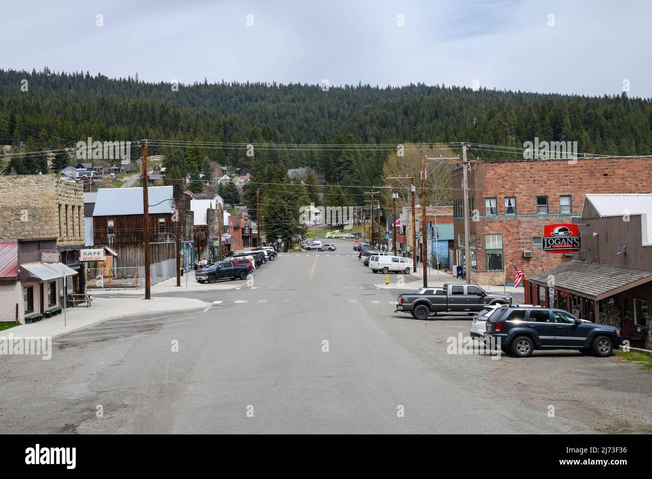 Roslyn, WA, USA - 04. Mai 2022; Blick entlang der Pennslvania Avenue in der Stadt Roslyn Washington Stockfoto