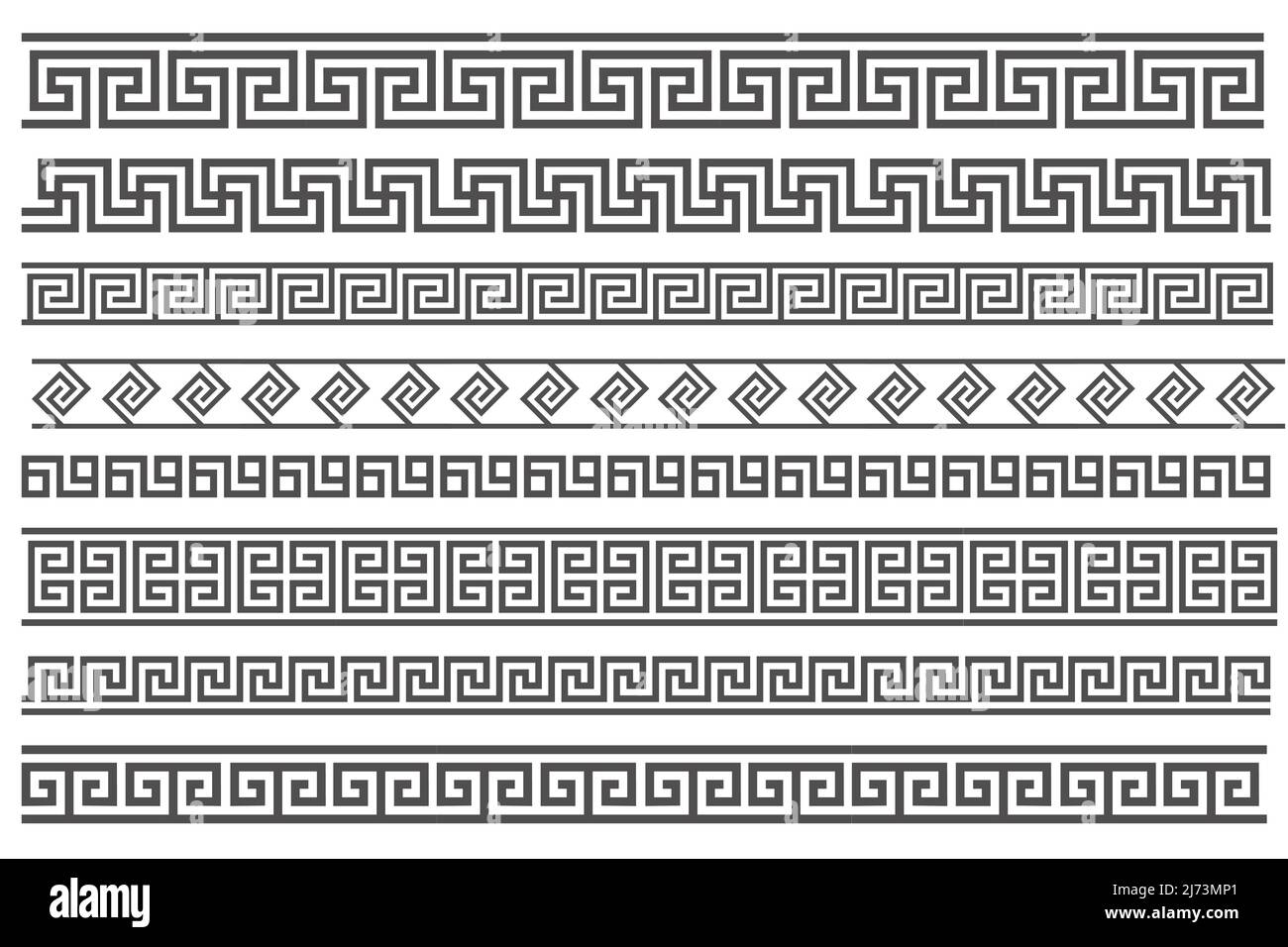 Nahtlose Rahmen im griechischen Stil. Geometrischer Rahmen gesetzt. Vektor Ornament Muster. Mediterrane Einrichtungselemente Stock Vektor
