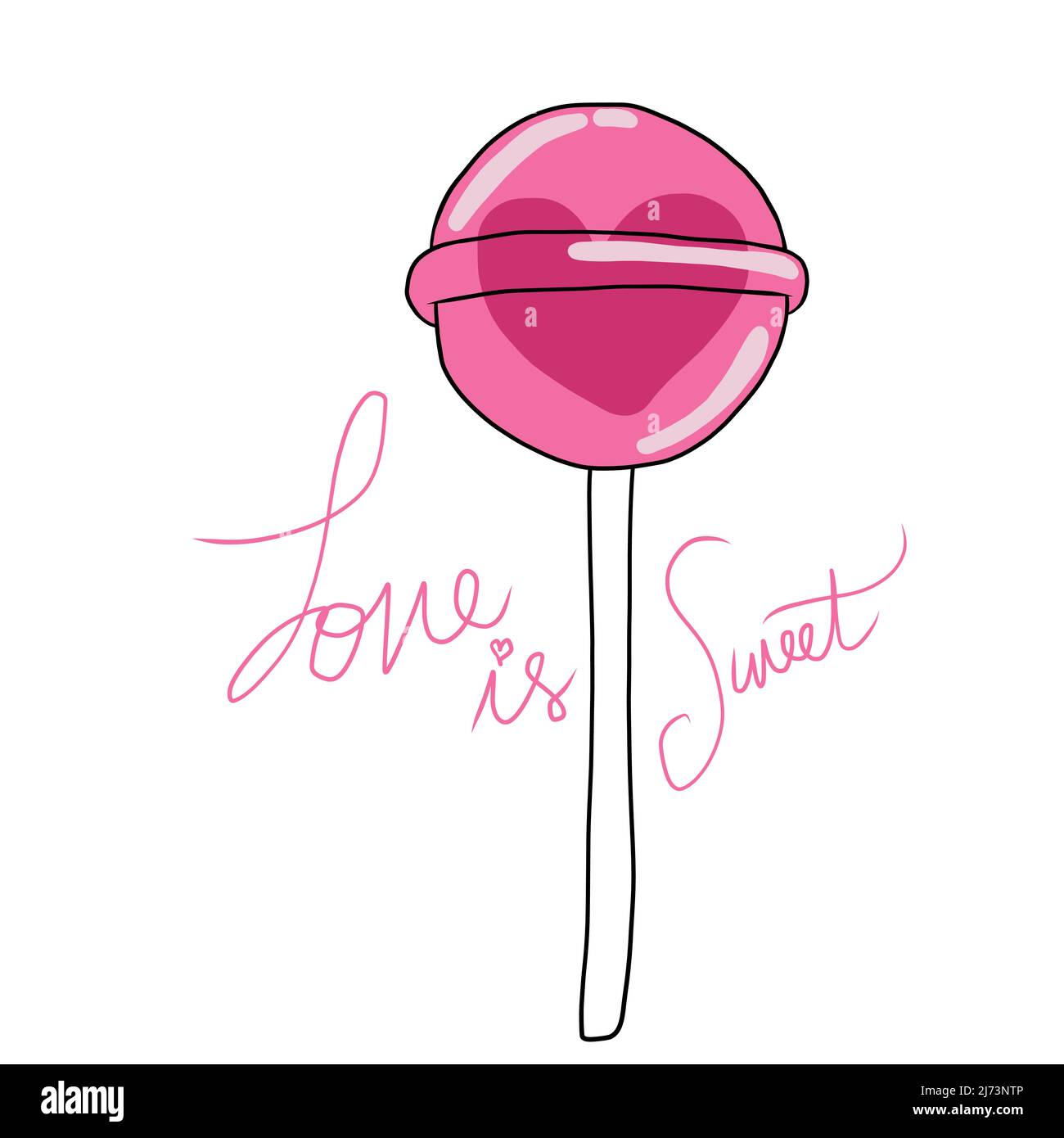 Liebe ist süß, Süßigkeiten mit Herz in Cartoon-Vektor-Illustration Stock Vektor