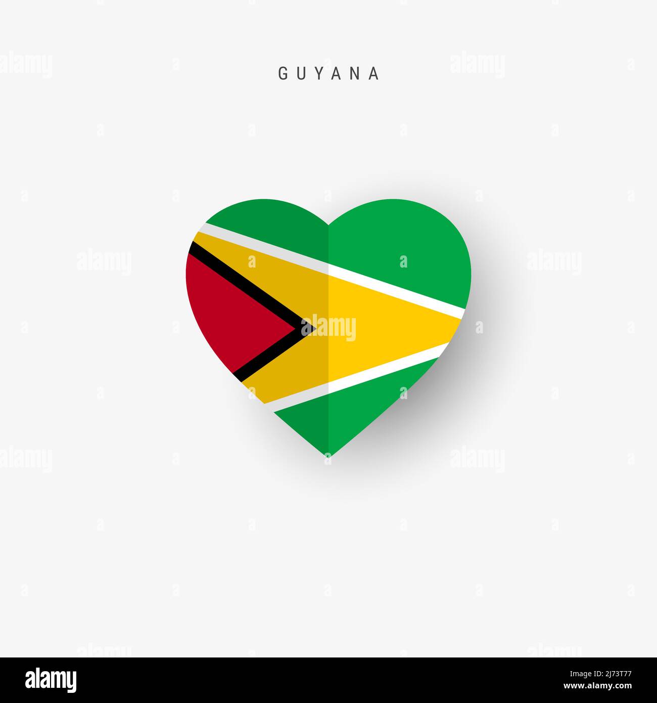 Guyana herzförmige Flagge. Origami-Papier geschnitten guyanischen nationalen Banner. 3D Vektorgrafik isoliert auf Weiß mit weichem Schatten. Stock Vektor