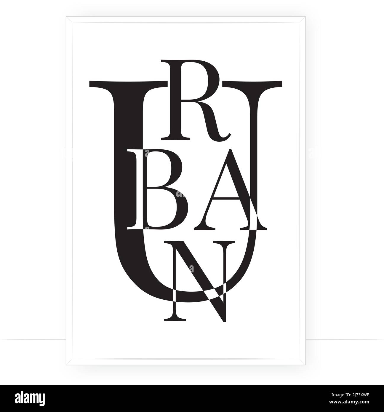Urban, Vektor. Skandinavisches, minimalistisches typografisches Posterdesign. Wandkunst in Schwarz und Weiß. Stock Vektor