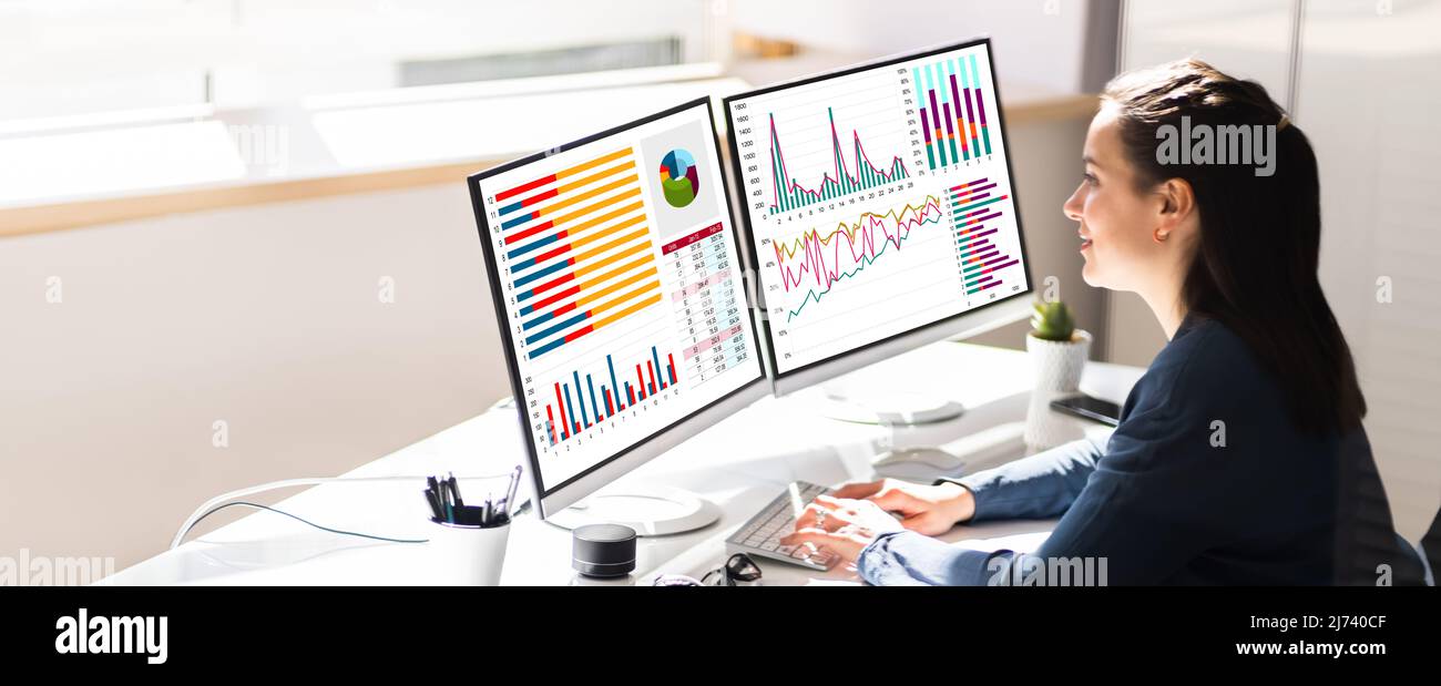 Financial Business Analytics Data Dashboard. Analystin Stockfoto