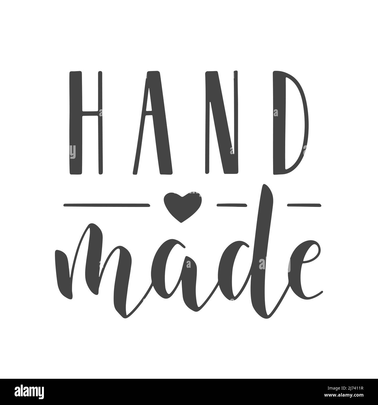 Vektorgrafik. Handgeschriebene Schriftzüge von Handmade. Vorlage für Banner, Karte, Etikett, Postkarte, Poster, Aufkleber, Druck- oder Webprodukt. Stock Vektor