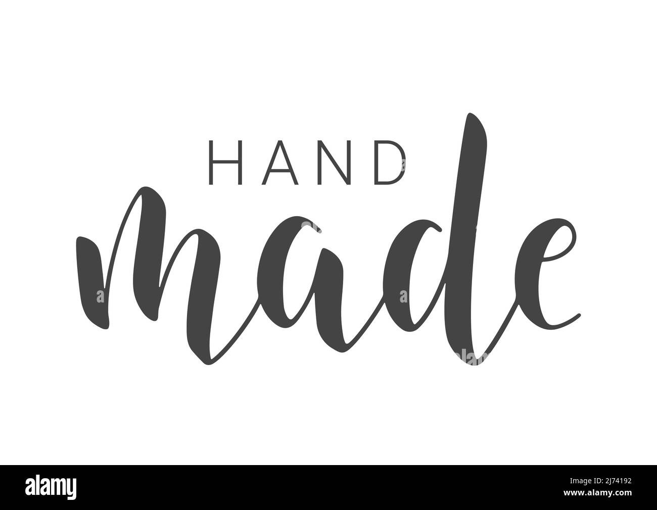 Vektorgrafik. Handgeschriebene Schriftzüge von Handmade. Vorlage für Banner, Karte, Etikett, Postkarte, Poster, Aufkleber, Druck- oder Webprodukt. Stock Vektor
