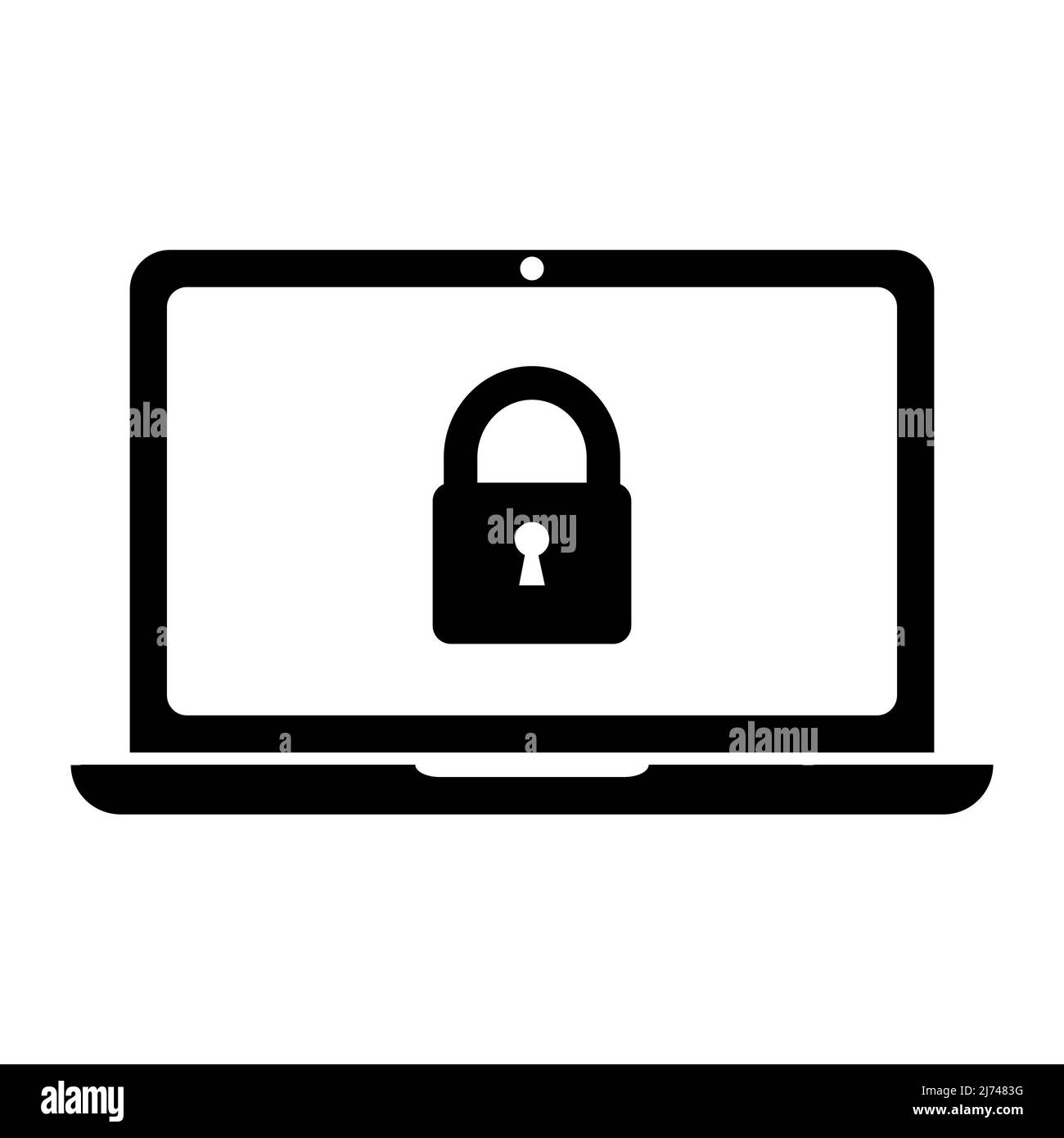 Symbol für Cyber-Sicherheit. Laptop mit Schlosssymbol. Stock Vektor