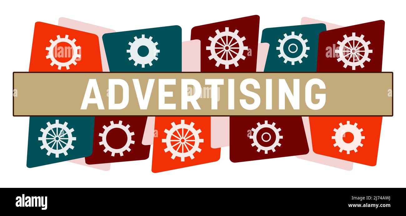 Werbung Bunte Top Bottom Abgerundete Quadrate Zahnräder Stockfoto