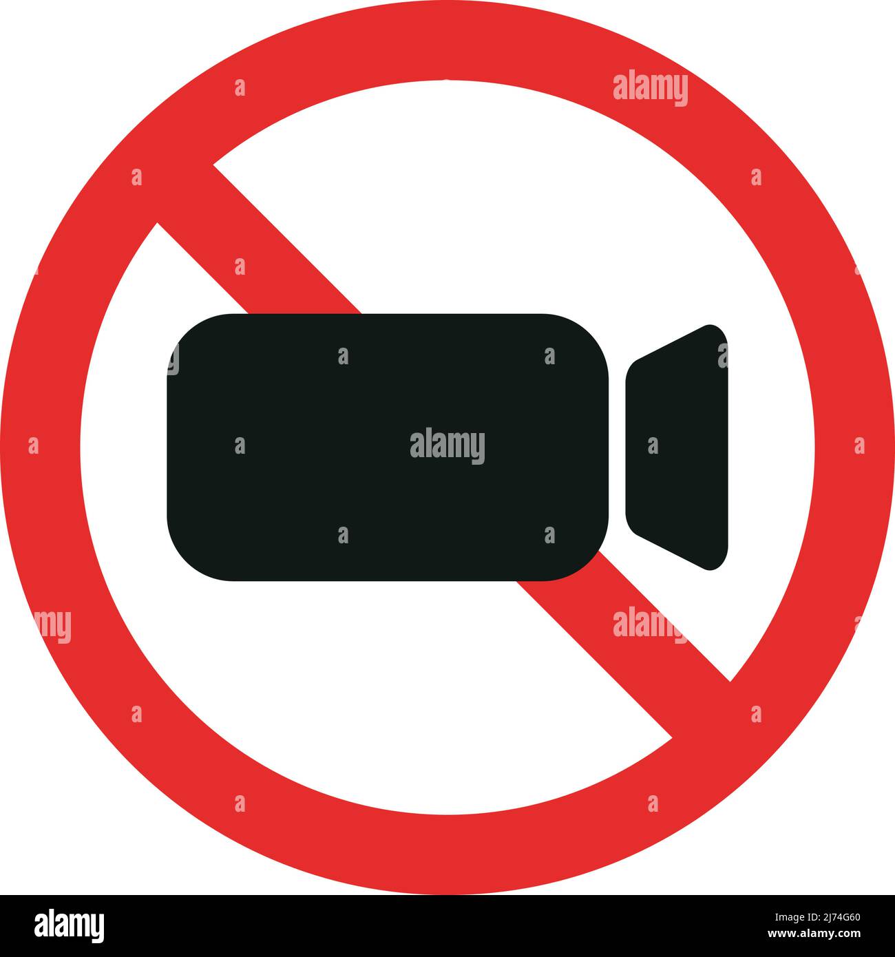 Symbole, die Fotografie verbieten. Videokamera und Stoppschild. Bearbeitbarer Vektor. Stock Vektor