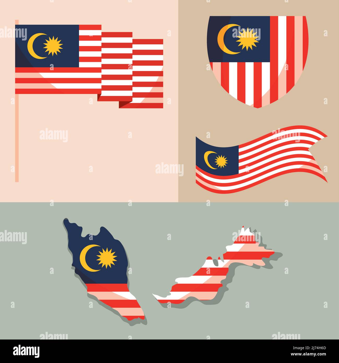 Tag der Unabhängigkeit Flaggen malaysia Stock Vektor