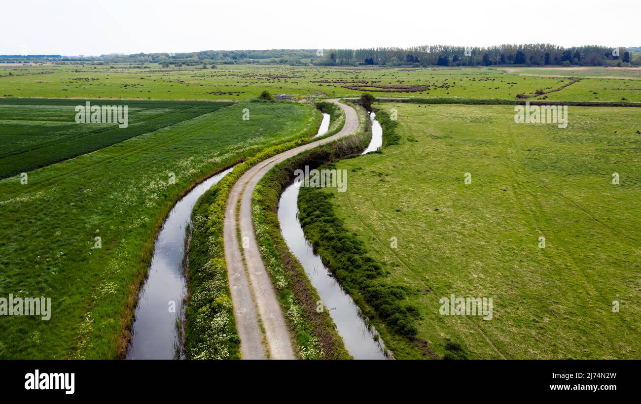 Luftaufnahme von South Stream, mit Blick auf Betteshanger Park, Kent Stockfoto