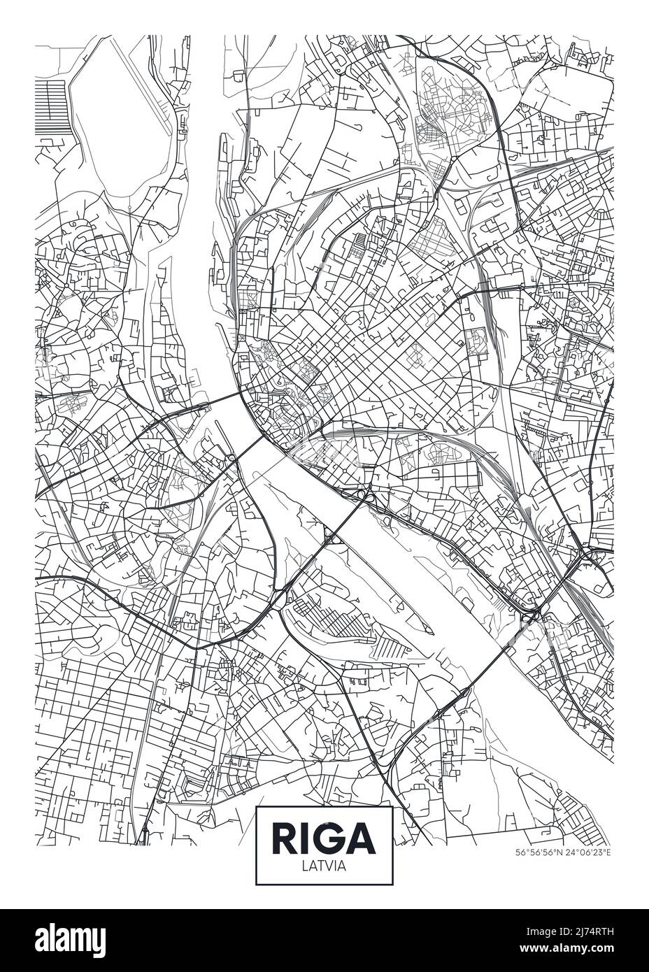 Stadtplan Riga, Reise Vektor Poster Design Stock Vektor