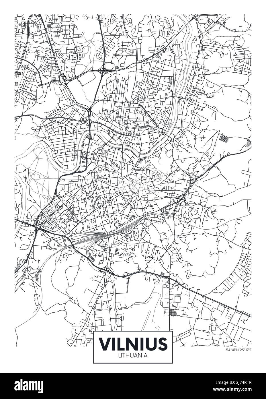 Stadtplan Vilnius, Reise Vektor Poster Design Stock Vektor