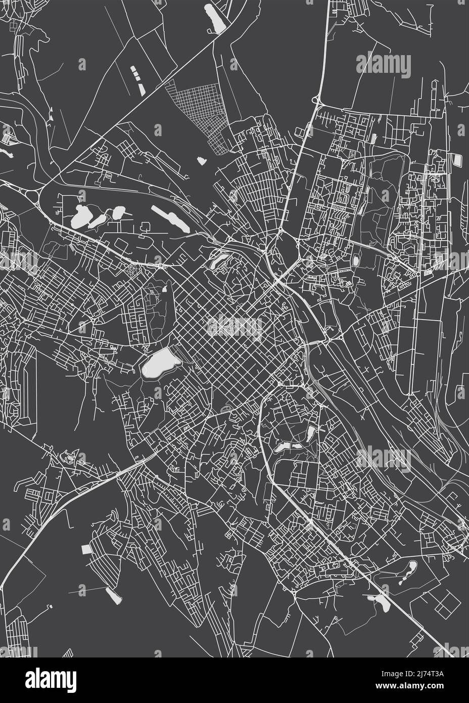 Stadtplan Chisinau, monochromer Detailplan, Vektorgrafik Stock Vektor