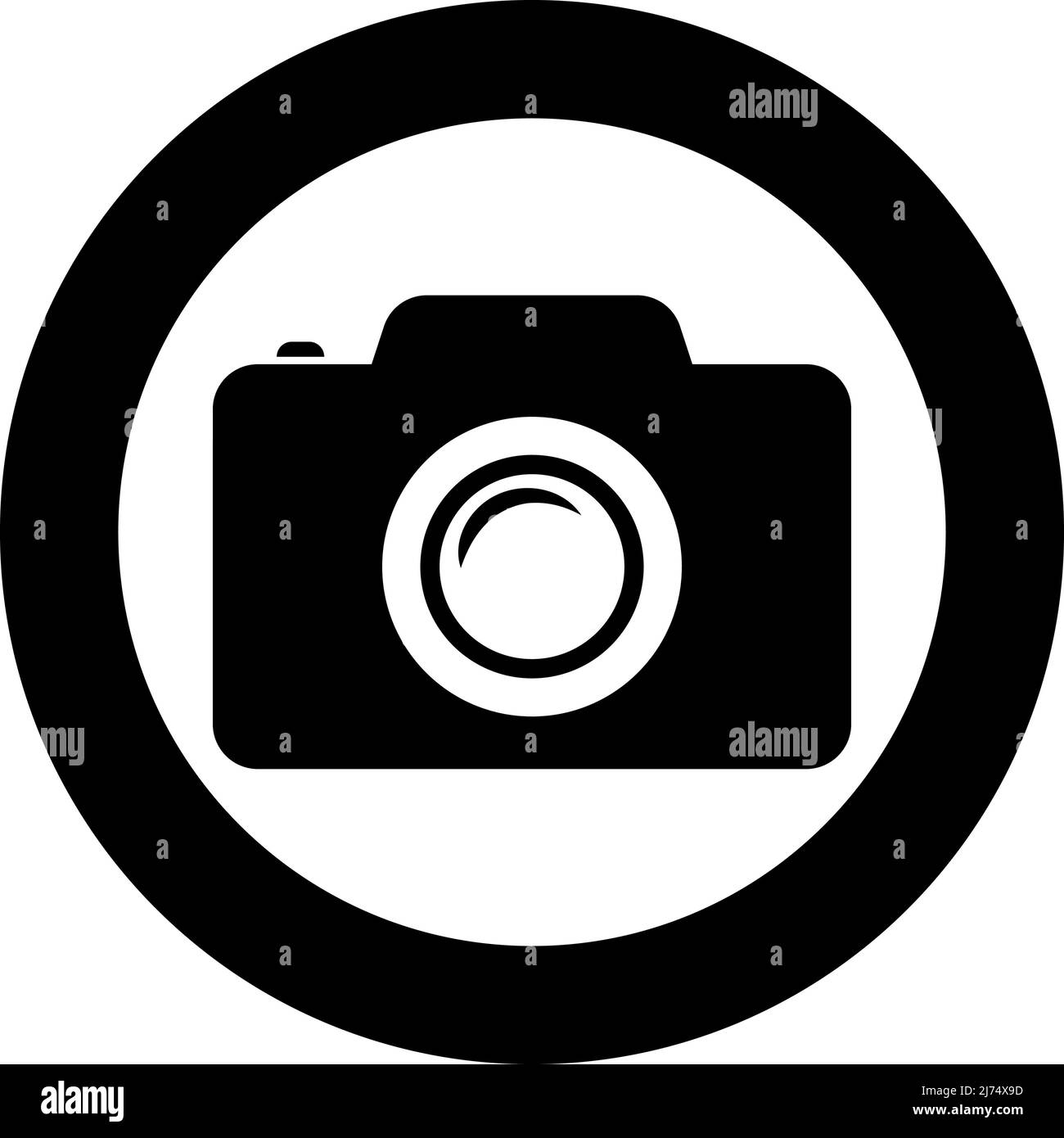 Kamera Foto-Symbol im Kreis rund schwarz Farbe Vektor Illustration Bild solide Umriss Stil einfach Stock Vektor