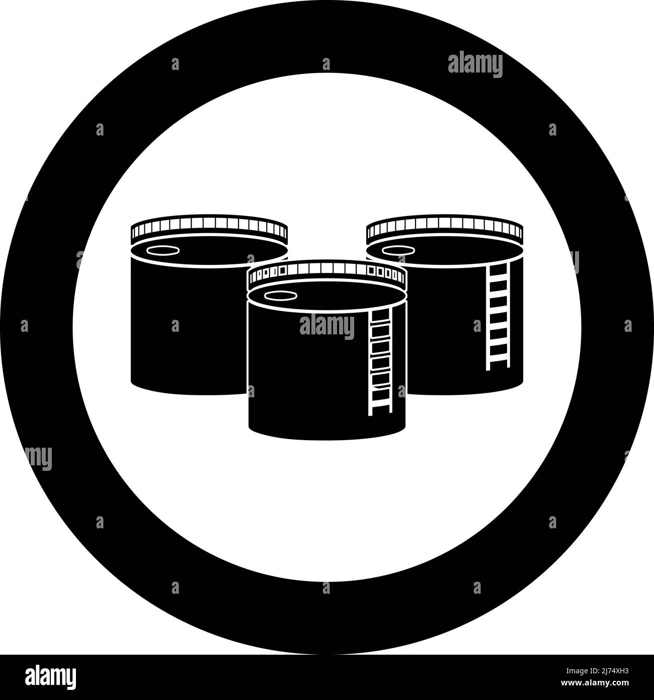 Tanks mit Öllager Symbol im Kreis rund schwarz Farbe Vektor Illustration Bild solide Umriss Stil einfach Stock Vektor