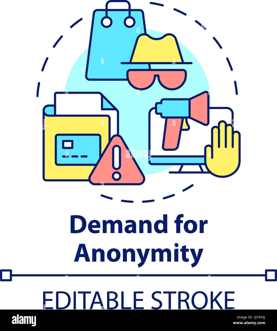 Nachfrage nach Anonymität Konzept Symbol Stock Vektor