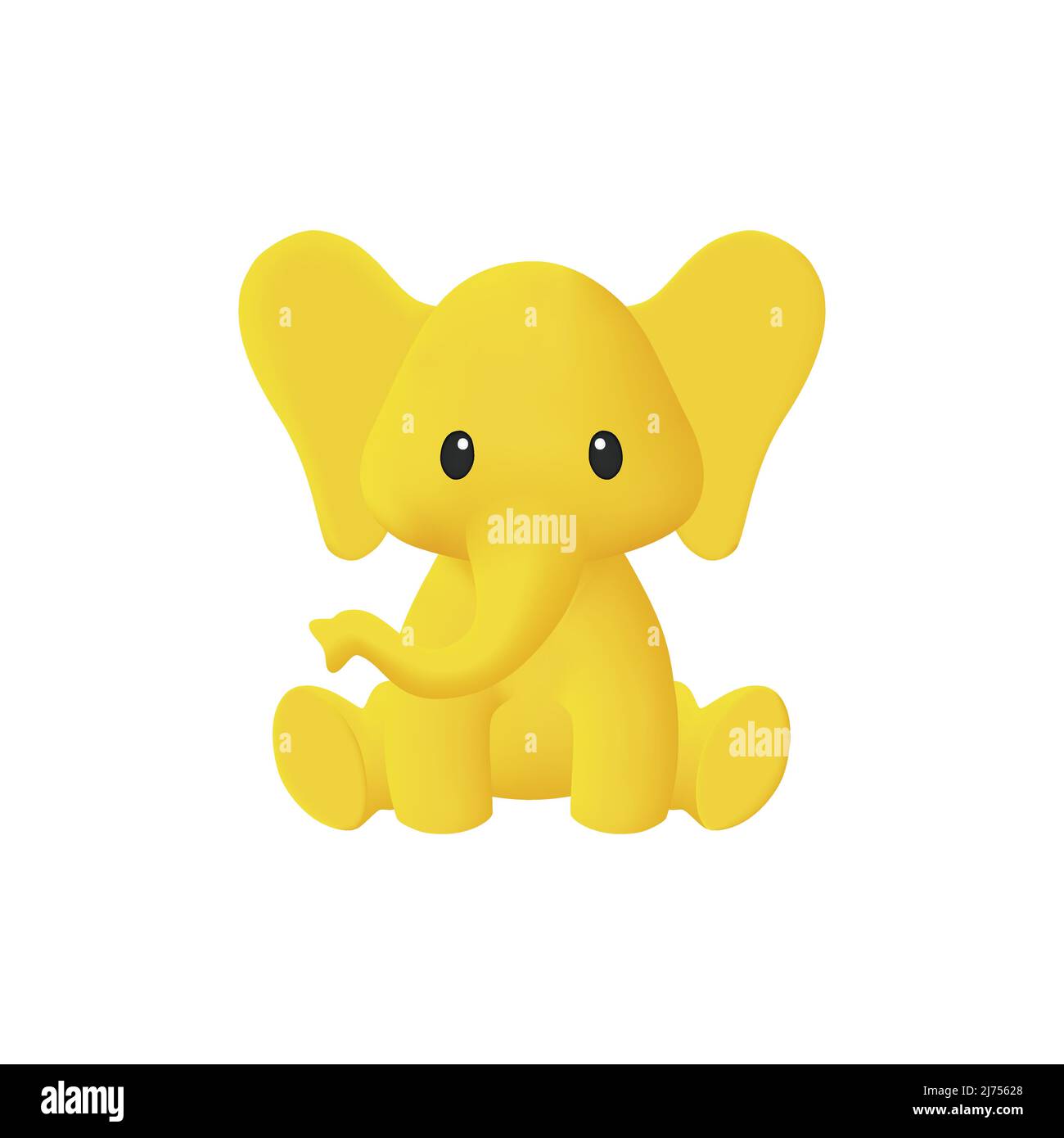 3D gelbe Baby Elefant Vektor-Illustration Stock Vektor