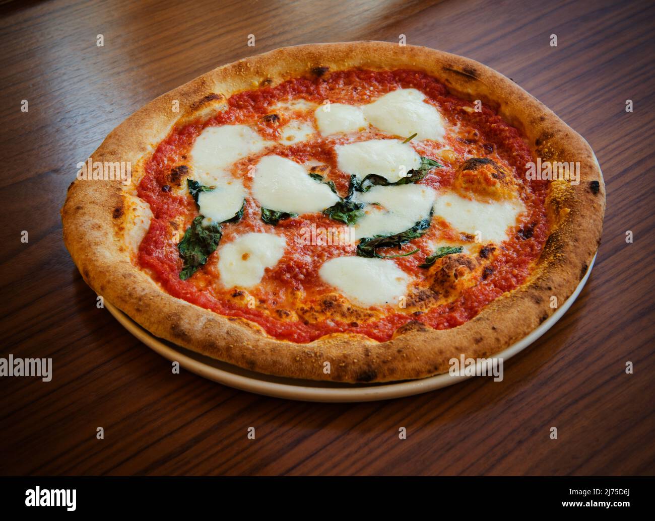 Pizza margherita in italienischem Restaurant Stockfoto