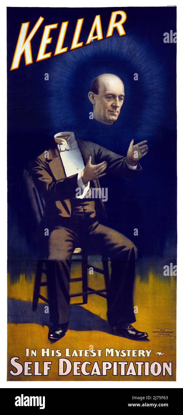 Kellar in seinem neuesten Geheimnis. Selbstenthauptung. Künstler unbekannt. Plakat erschienen 1898 in den USA. Stockfoto