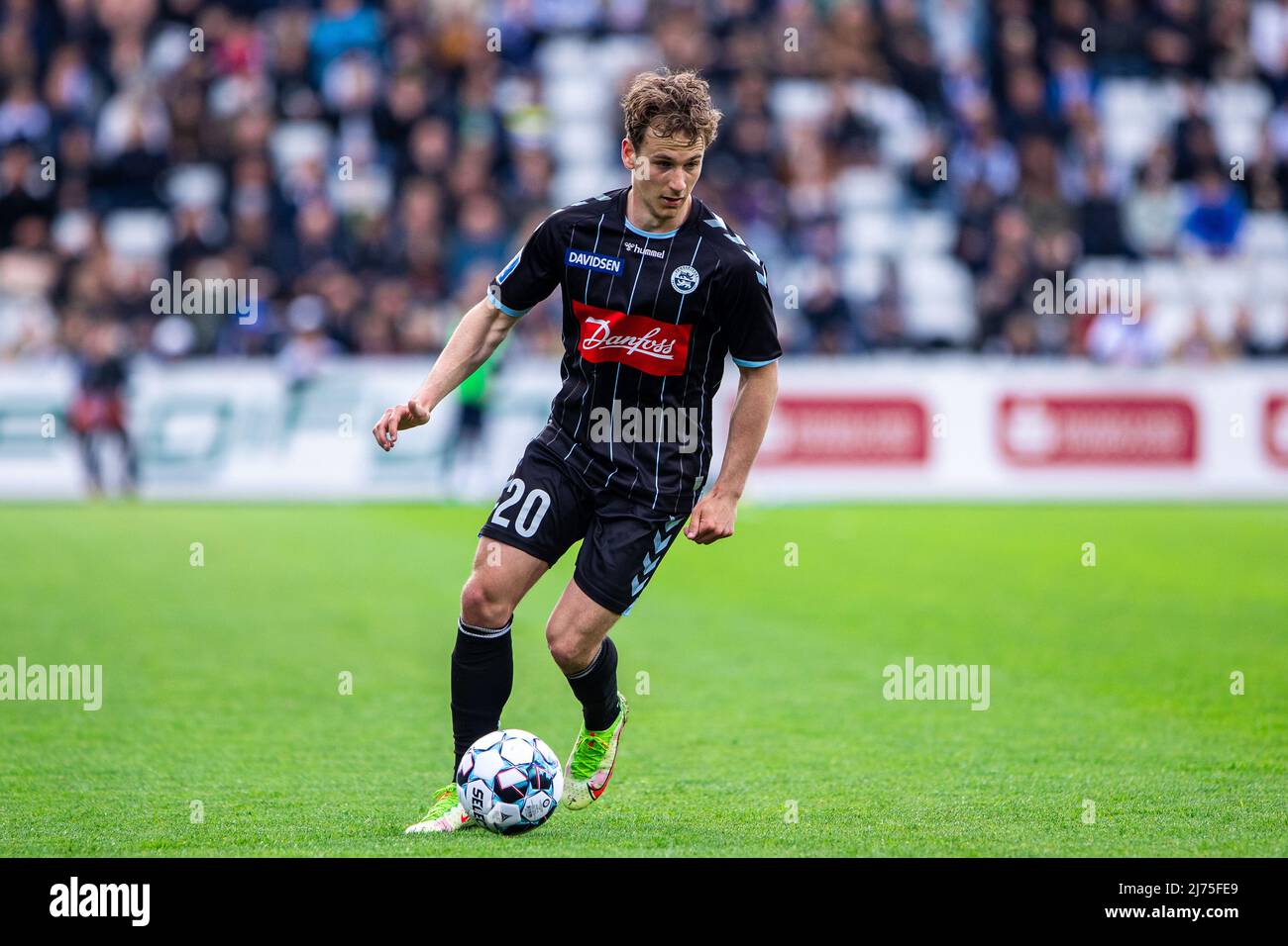 Odense, Dänemark. 05., Mai 2022. Peter Christiansen (20) von Soenderjyske beim Sydbank Cup-Spiel zwischen Odense Boldklub und Soenderjyske im Nature Energy Park in Odense. (Bildnachweis: Gonzales Photo - Dejan Obretkovic). Stockfoto