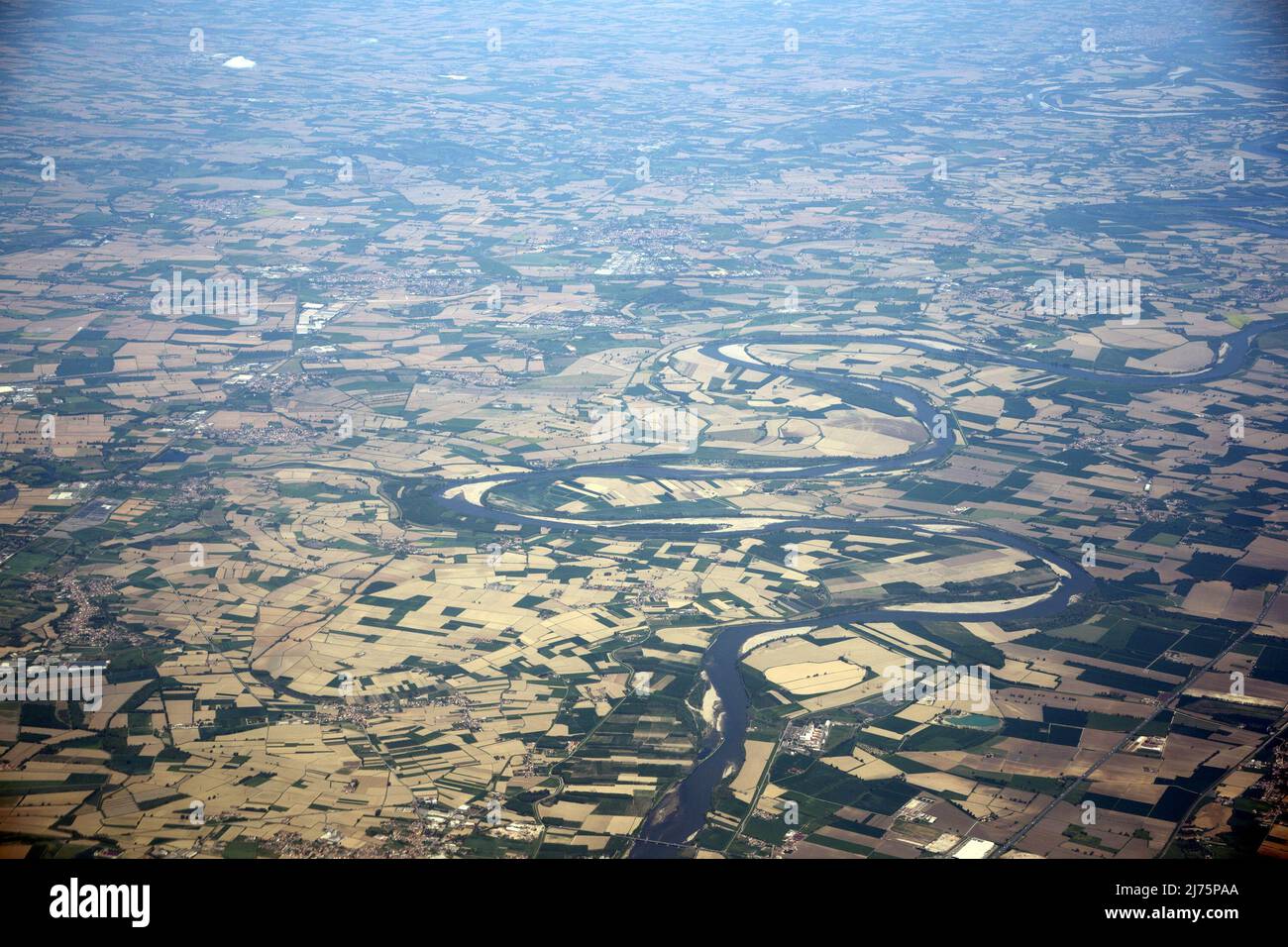 po River Valley Luftlandschaftspanorama aus dem Flugzeug Stockfoto