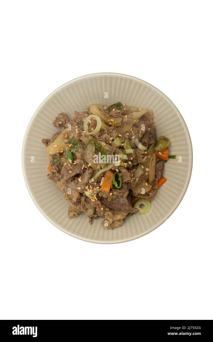 Köstlich aussehendes Bulgogi-Gericht in einer Schüssel serviert Stockfoto