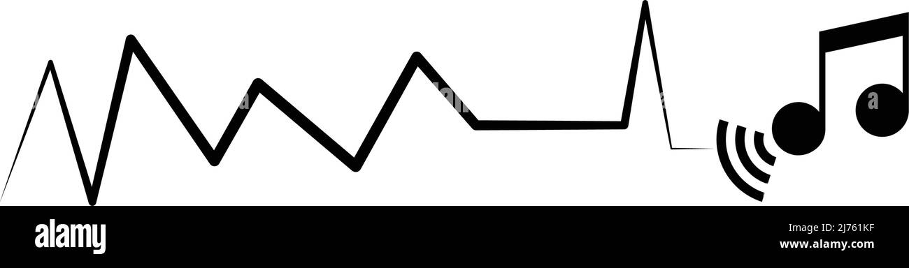 Symbole für Musiknoten und Schallwellen. Bearbeitbarer Vektor. Stock Vektor