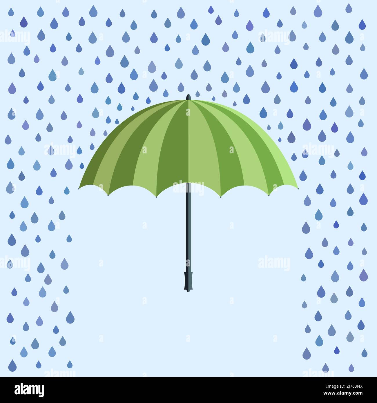 Regenschirm in strömendem Regen, flache Symboldarstellung Stock Vektor
