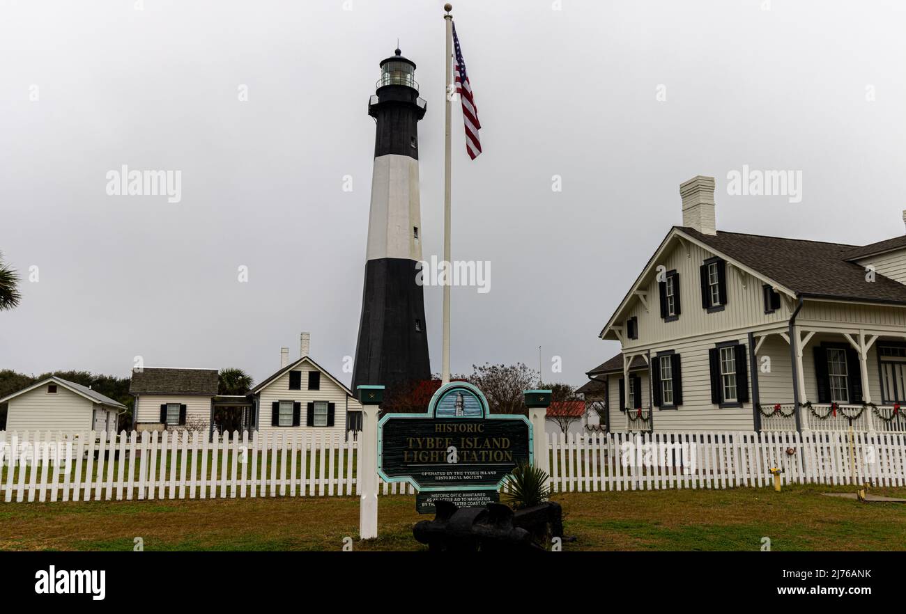 Die historische Tybee Island Light Station, Tybee Island, Georgia, USA Stockfoto
