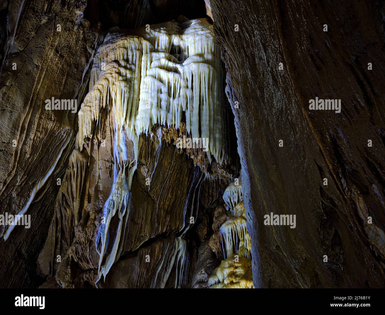 Europa, Deutschland, Hessen, Westerwald, Geopark Westerwald-Lahn-Taunus, Breitscheid, Karsthöhlensystem Herbstlabyrinth Adventhöhle, Knopfhalle, Besucherhöhle Stockfoto