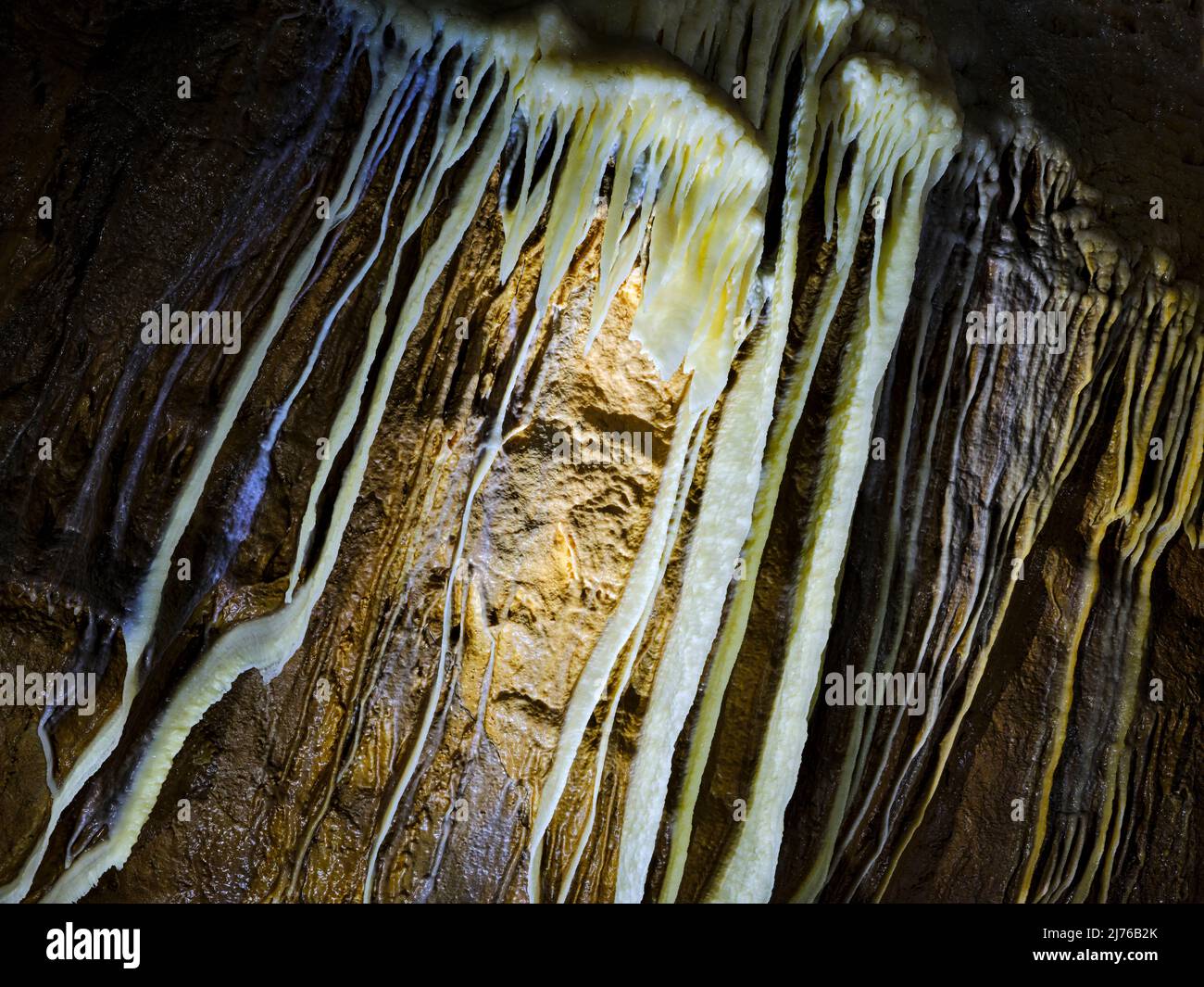 Europa, Deutschland, Hessen, Westerwald, Geopark Westerwald-Lahn-Taunus, Breitscheid, Karsthöhlensystem Herbstlabyrinth Adventhöhle, Knopfhalle, Besucherhöhle Stockfoto