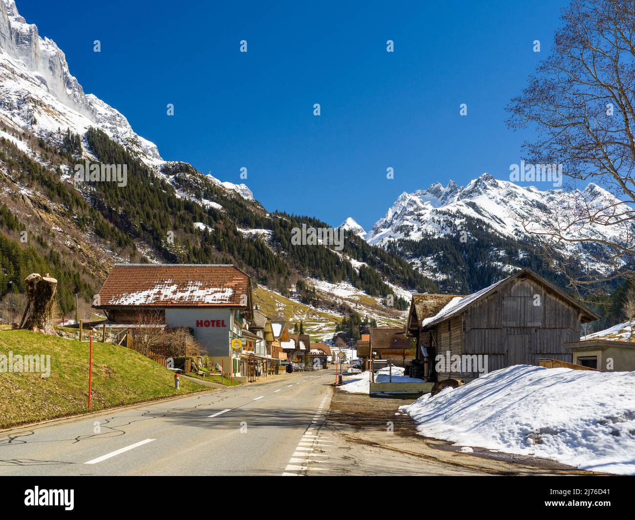 Gadmertal, Gadmen, Straße Stockfoto