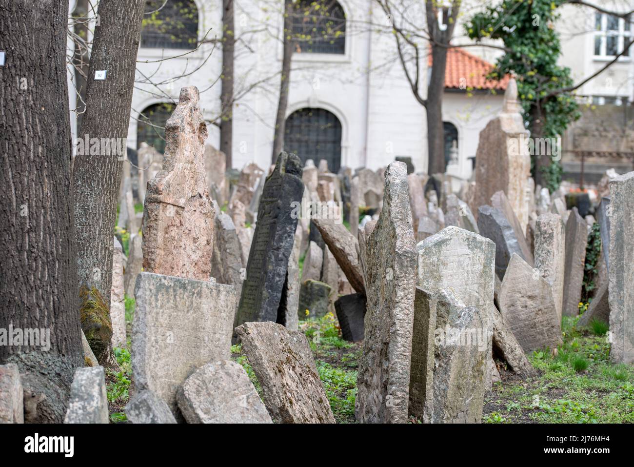 Grabsteine, alter jüdischer Friedhof, Jüdisches Viertel, Jüdisches Museum, Josefstadt, Prag, Tschechische Republik Stockfoto